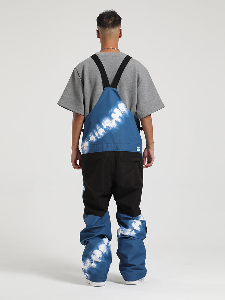 Pánské sněhové bíby s plným zipem a suchým zipem v modrém tie dye designu - Gsou Snow