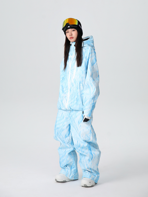Women's Snow Jacket and Pants Sets Denim Drift Baggy Snow Suit - Searipe