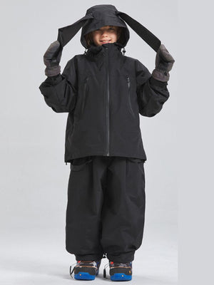 Kids Snowboard Jacket Detachable Rabbit Ears Hooded Snow Jacket - Doorek