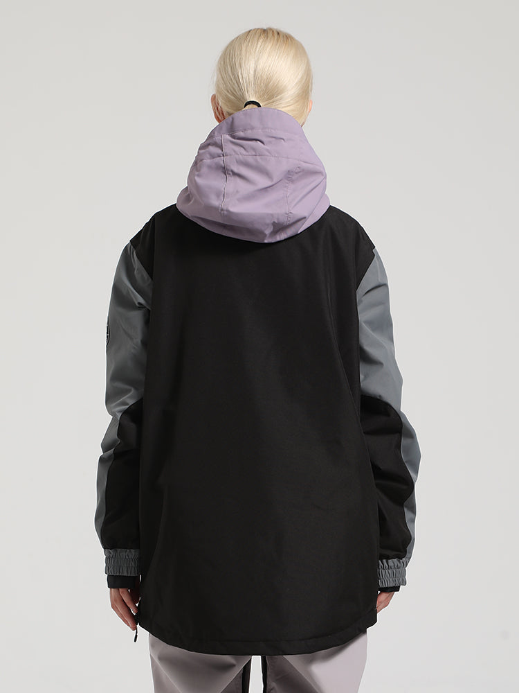 Dámský černý a šedý sněhový anorak s barevným blokováním, zateplený a s klokankou - Gsou Snow