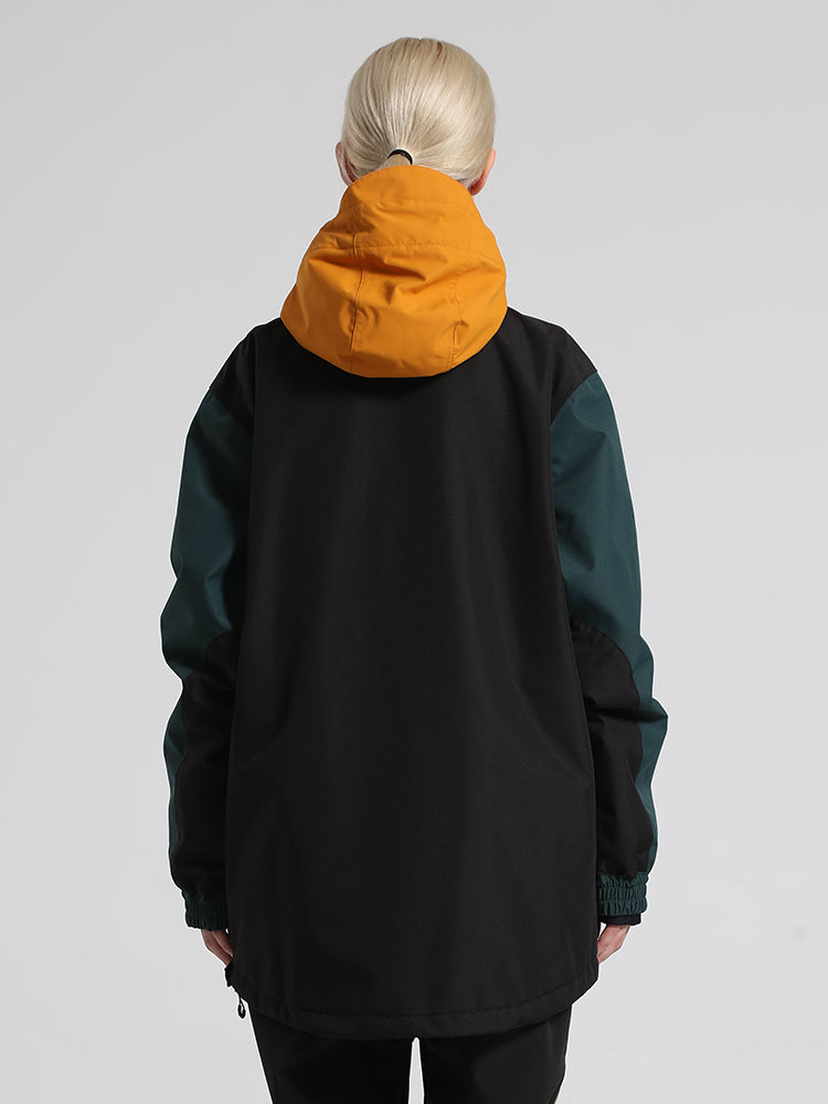 Dámský černý a zelený sněhový anorak s barevným blokováním, zateplený a s klokankou - Gsou Snow