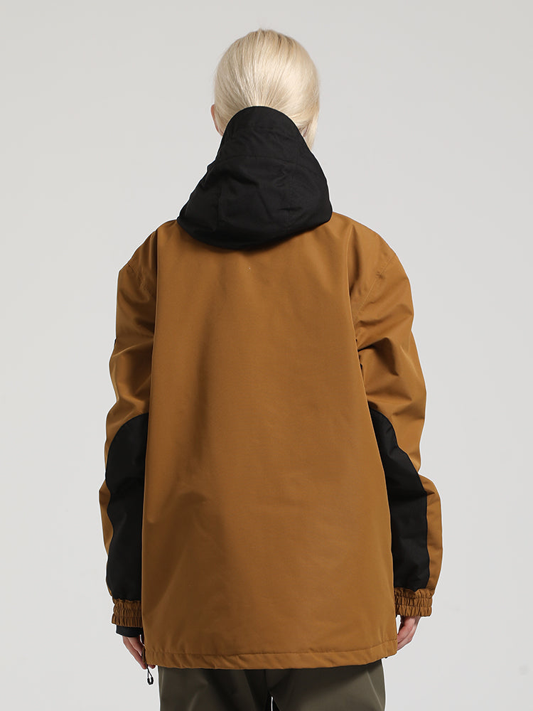 Dámský černý a hnědý patchworkový sněhový anorak s klokankou - Gsou Snow