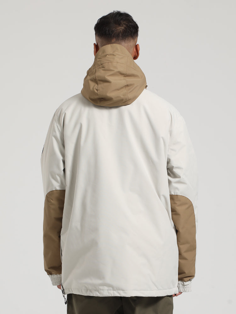 Pánské khaki a béžové patchworkové sněhové anoraky s klokankou - Gsou Snow