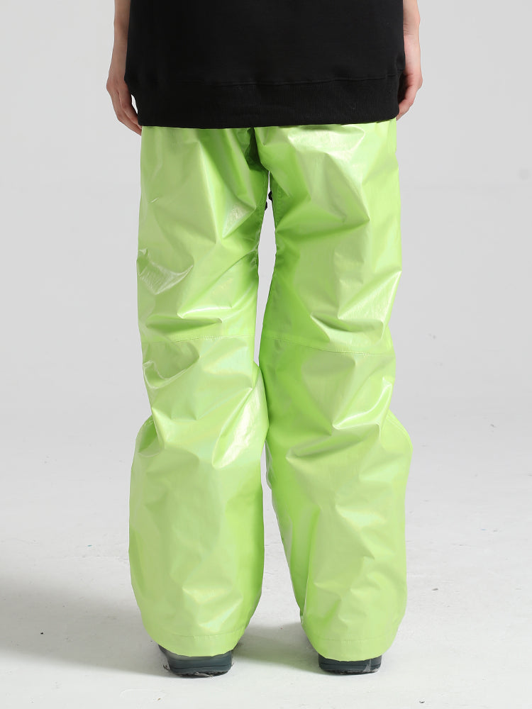 Gsou Snow Herren-Skihose, limettengrün, stylisch, glänzend, wasserdicht