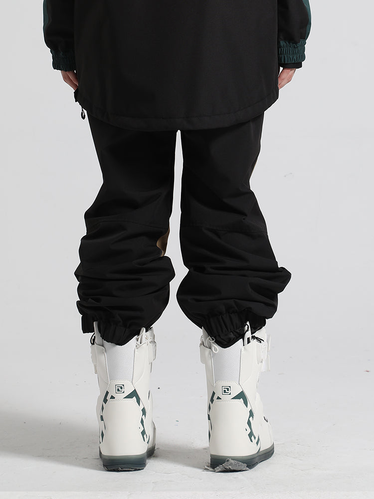 Schwarze Herren-Skihose mit Farbblock-Design und geradem Bein - Gsou Snow