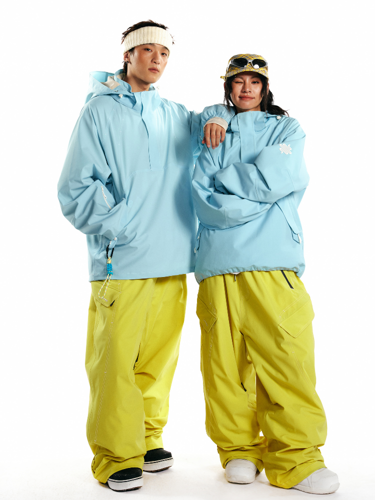 Unisex sněhové kalhoty odvážně žluté volné cargo kalhoty - LITAN