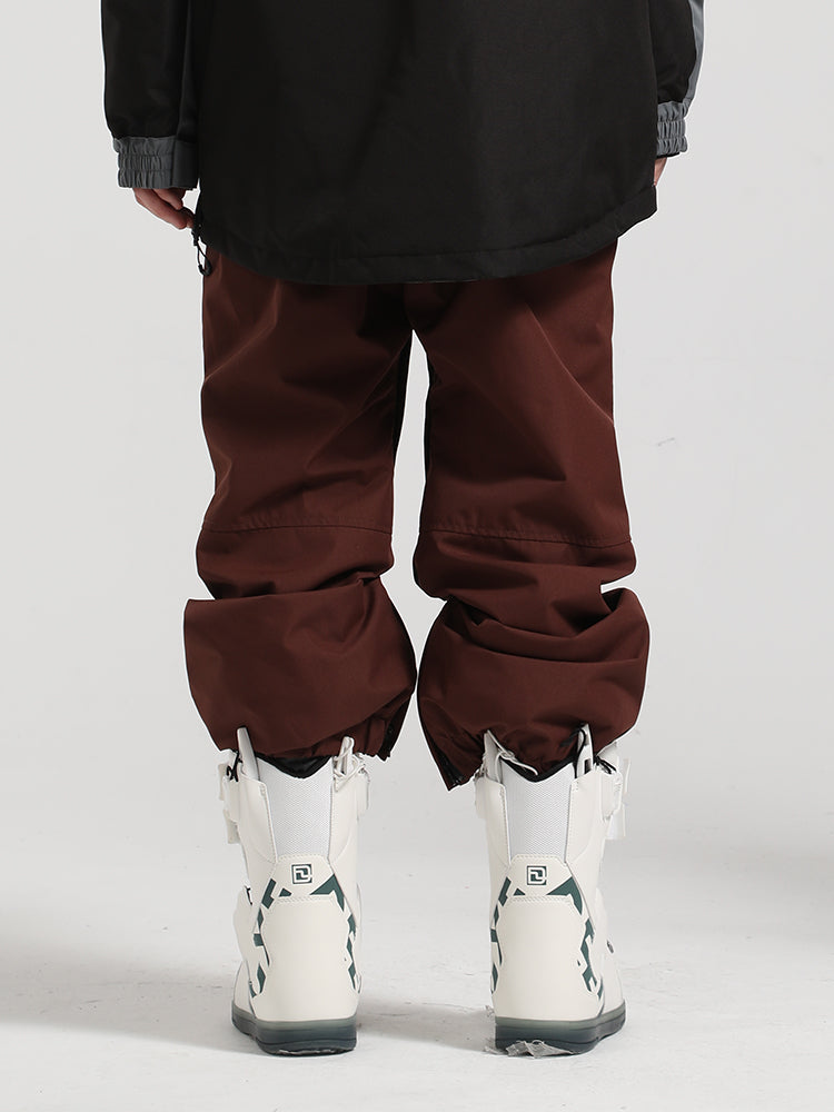 Herren-Skihose mit geradem Bein, bordeauxrotem Farbblockmuster - Gsou Snow