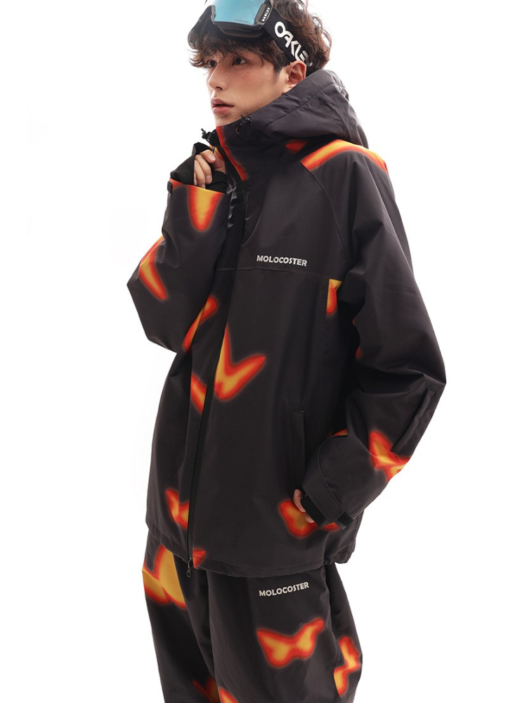 Unisex-Snowboardjacke Flame Butterfly Schneejacke - Molocoster