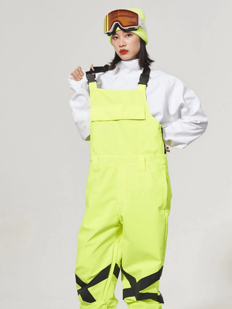 Women' Snowboard Bibs Superb Neon Glimmer Snow Bibs - Doorek