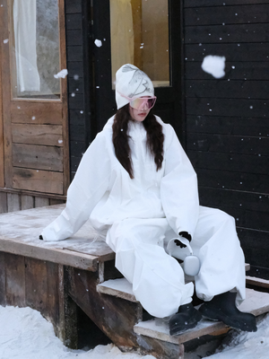 Unisex Snowboard Jacket All-white 3L Snow Jacket - Hellystudio