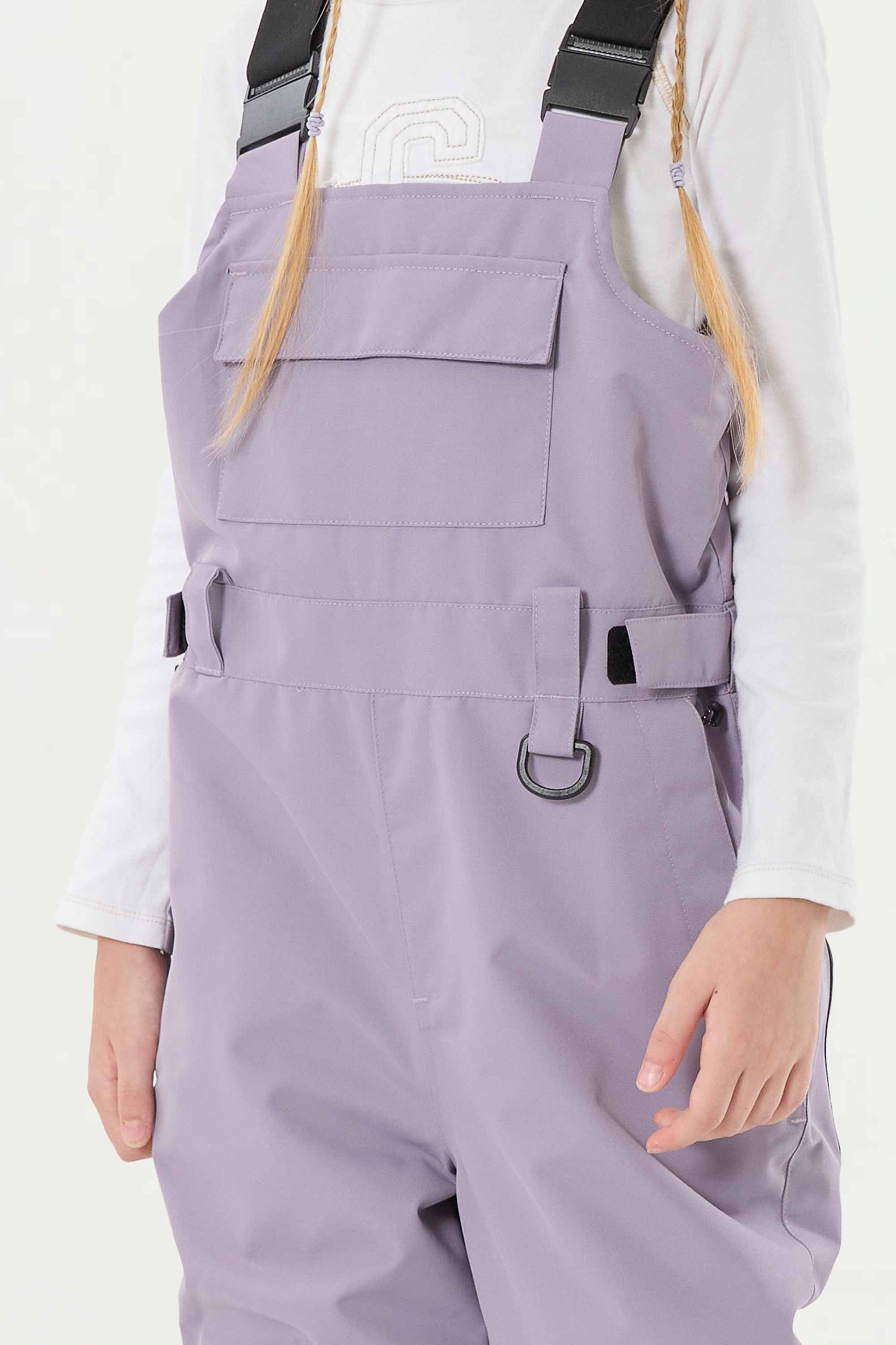 Girls’ Lavender Reflective Durable Snow Bibs Workwear Ski Bibs - Gsou Snow