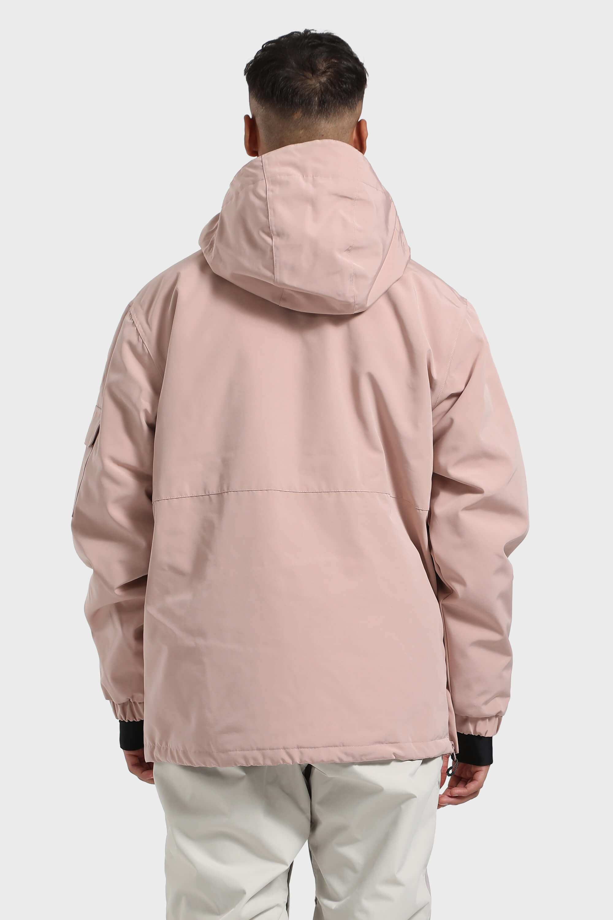 Męska różowa anorak narciarska z asymetryczną kieszenią kangurką - wodoodporna i ocieplana - Gsou Snow