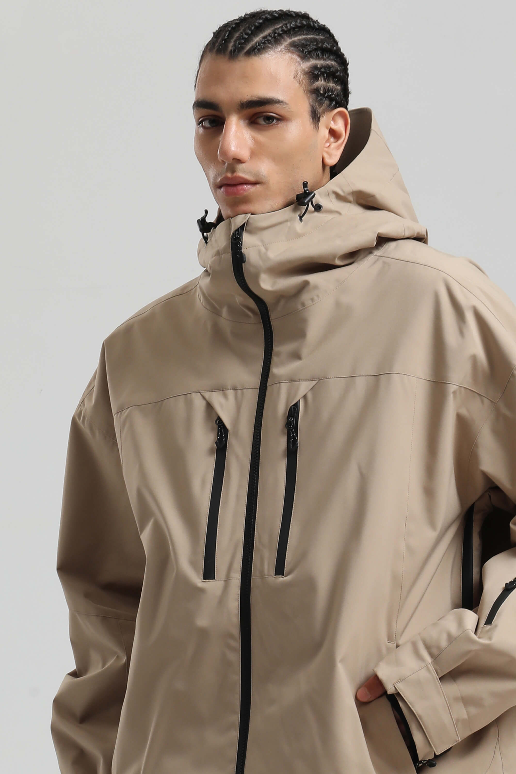 Pánská khaki sněhová bunda s více kapsami a dvojitými ventilačními otvory - voděodolná a zateplená - Gsou Snow