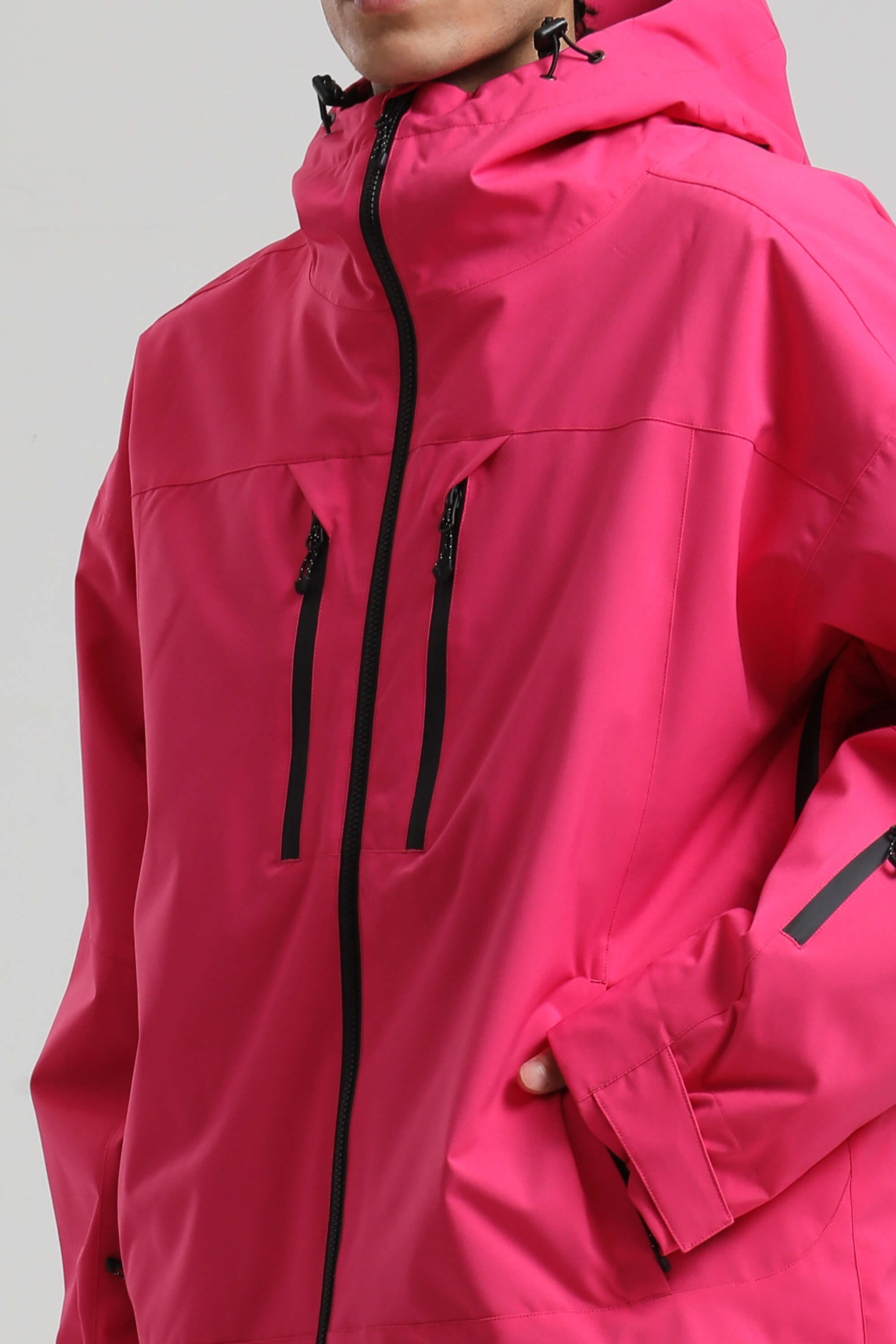 Pánská růžová sněhová bunda s více kapsami a dvojitými ventilačními otvory - voděodolná a zateplená - Gsou Snow