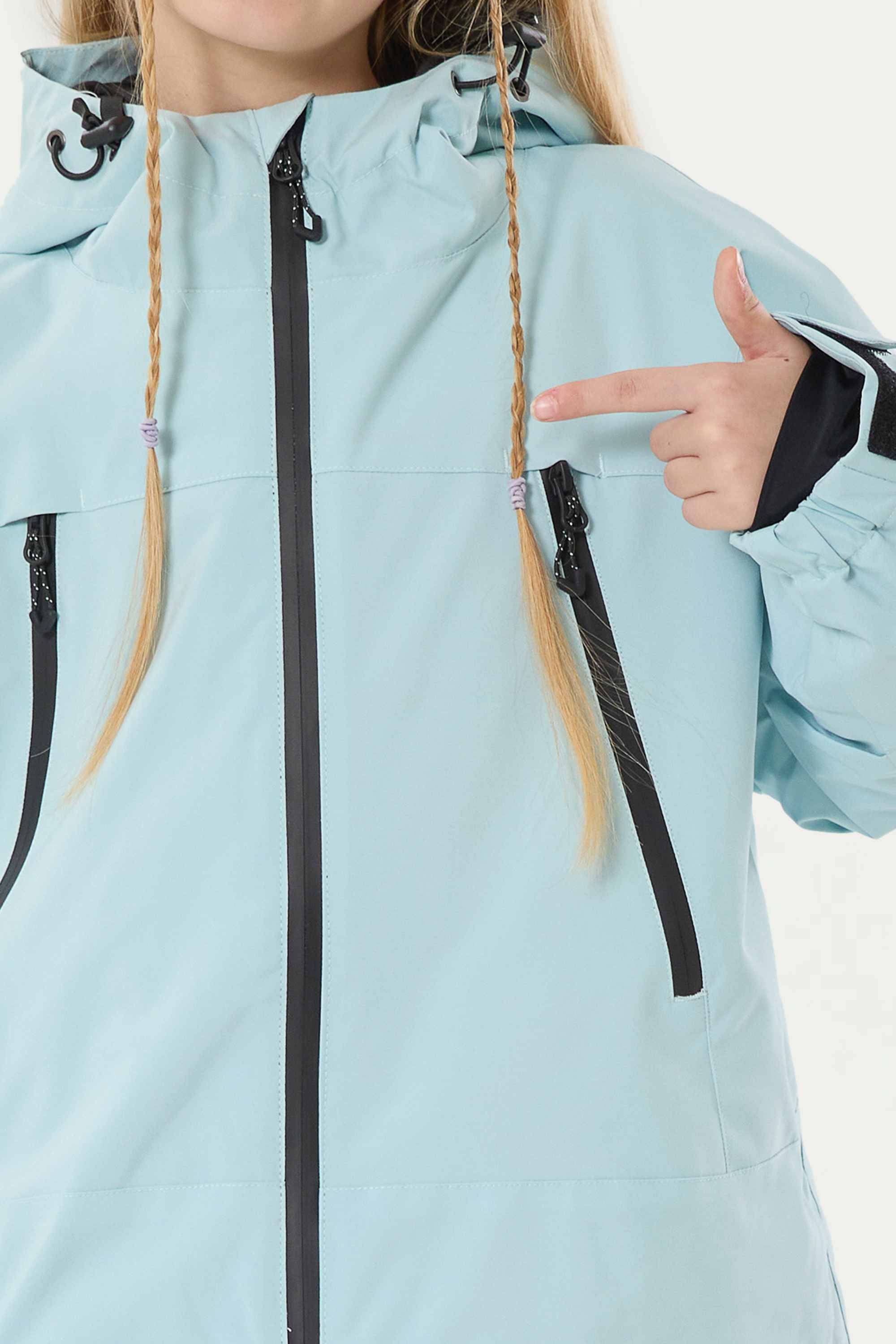 Girl's Ice Blue Detachable Ear Hood Waterproof Insulated Snow Jacket Ski Jacket - Gsou Snow