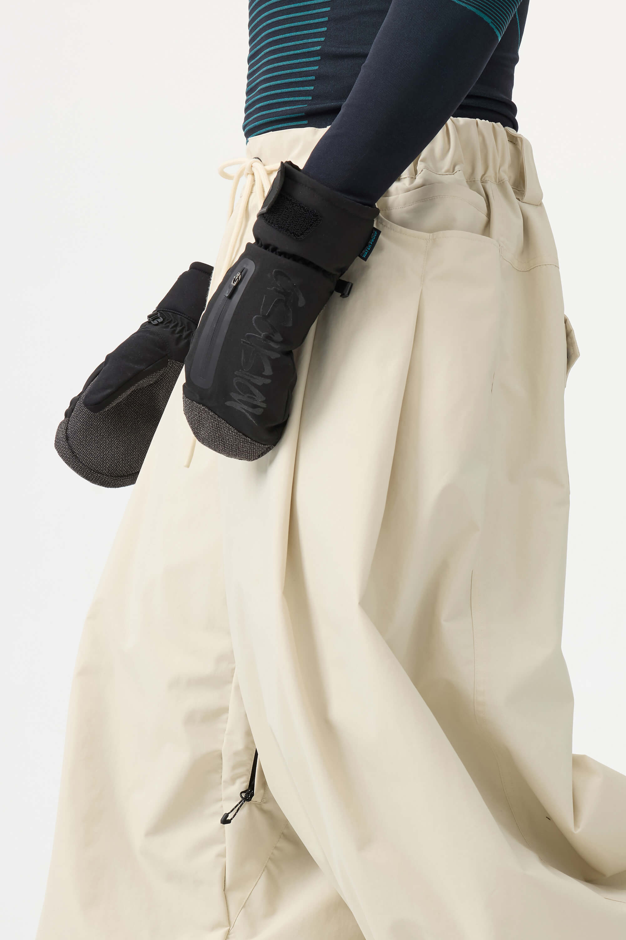 Men's Beige Drawstring Baggy Snow Pants Balloon Ski Pants - Gsou Snow