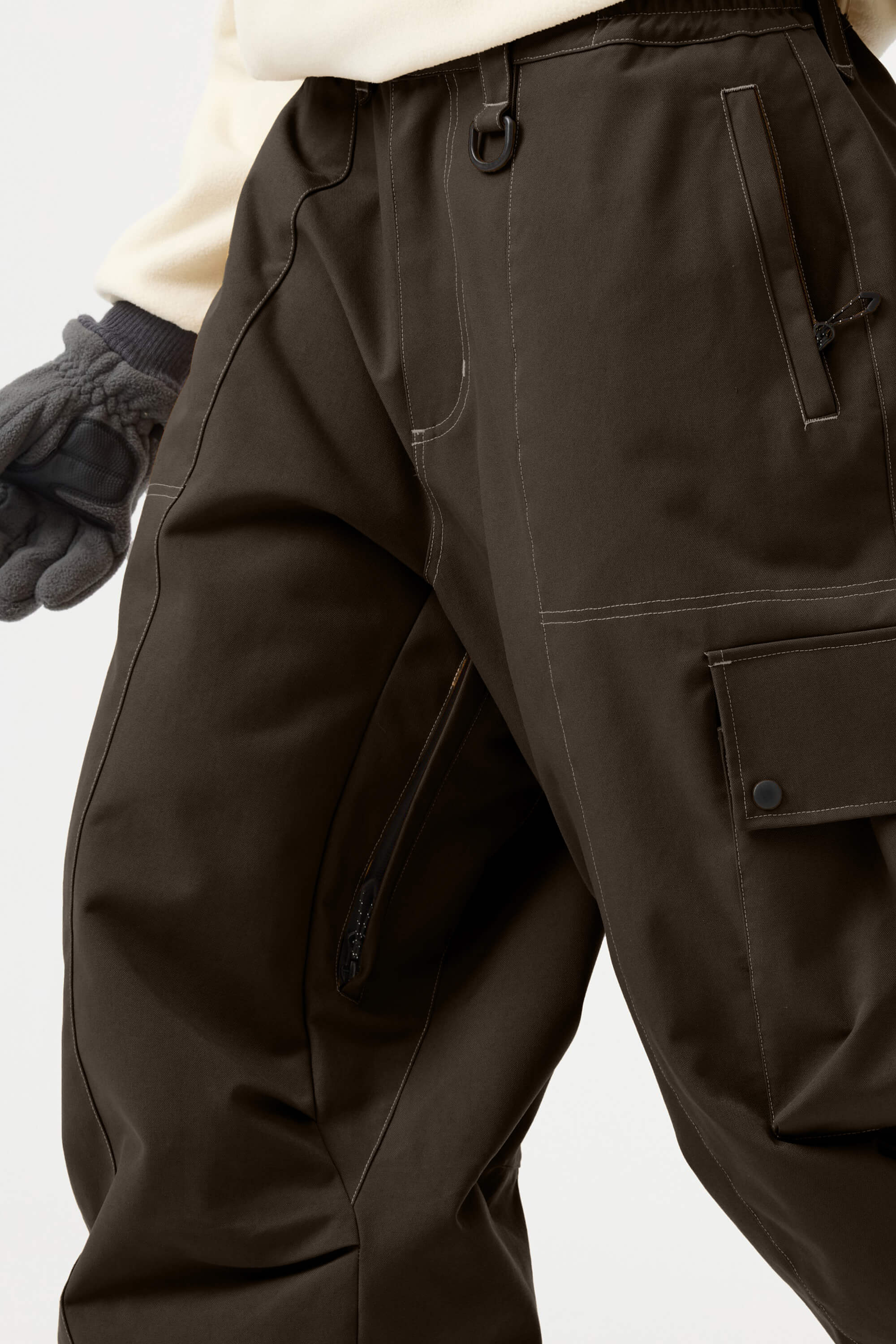 Dámské tmavě hnědé volné sněhové kalhoty, Oxford odolné proti opotřebení - Gsou Snow