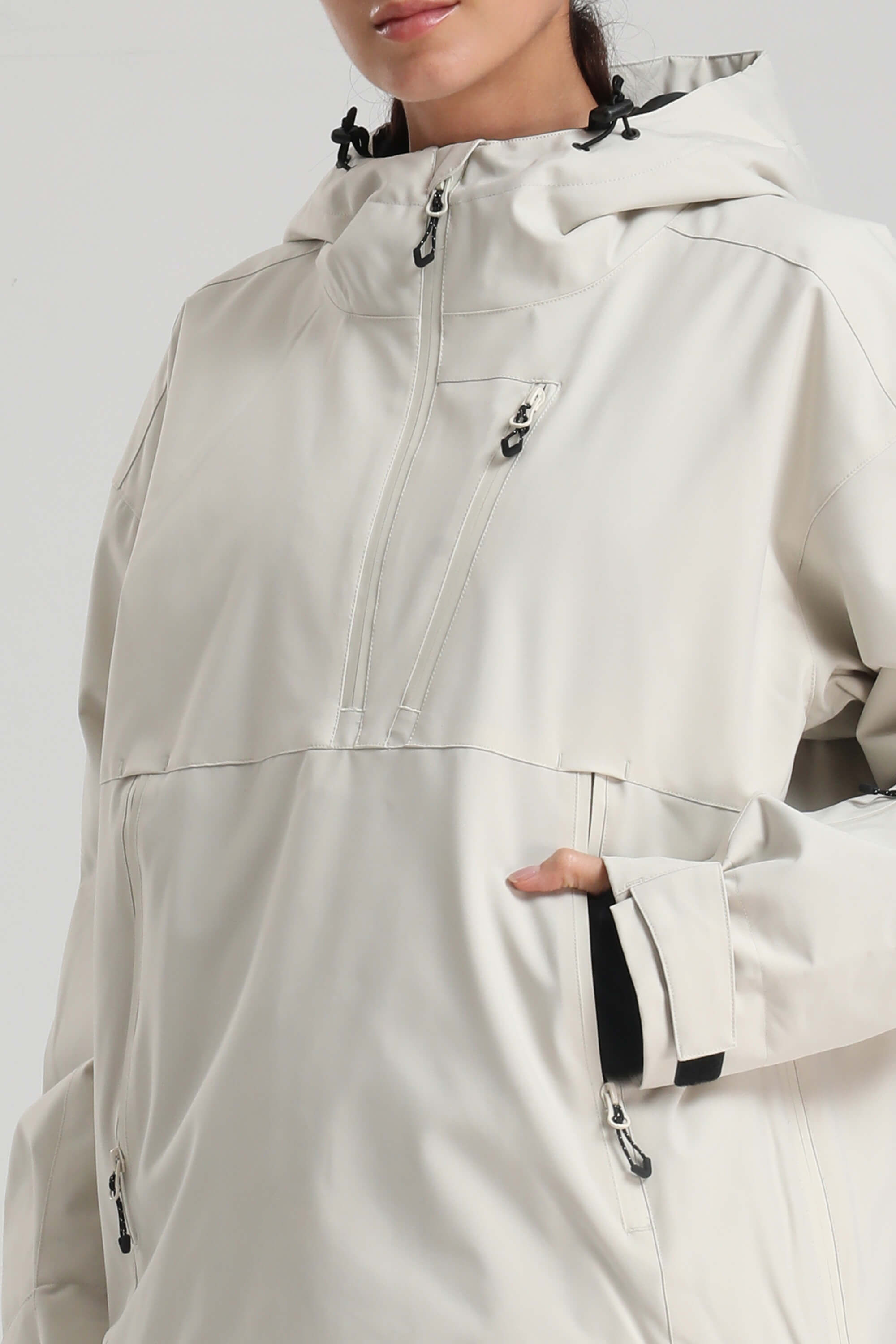 Dámský barva slonové kosti sněhový anorak s bočním zipem, plně sealed a zateplený - Gsou Snow