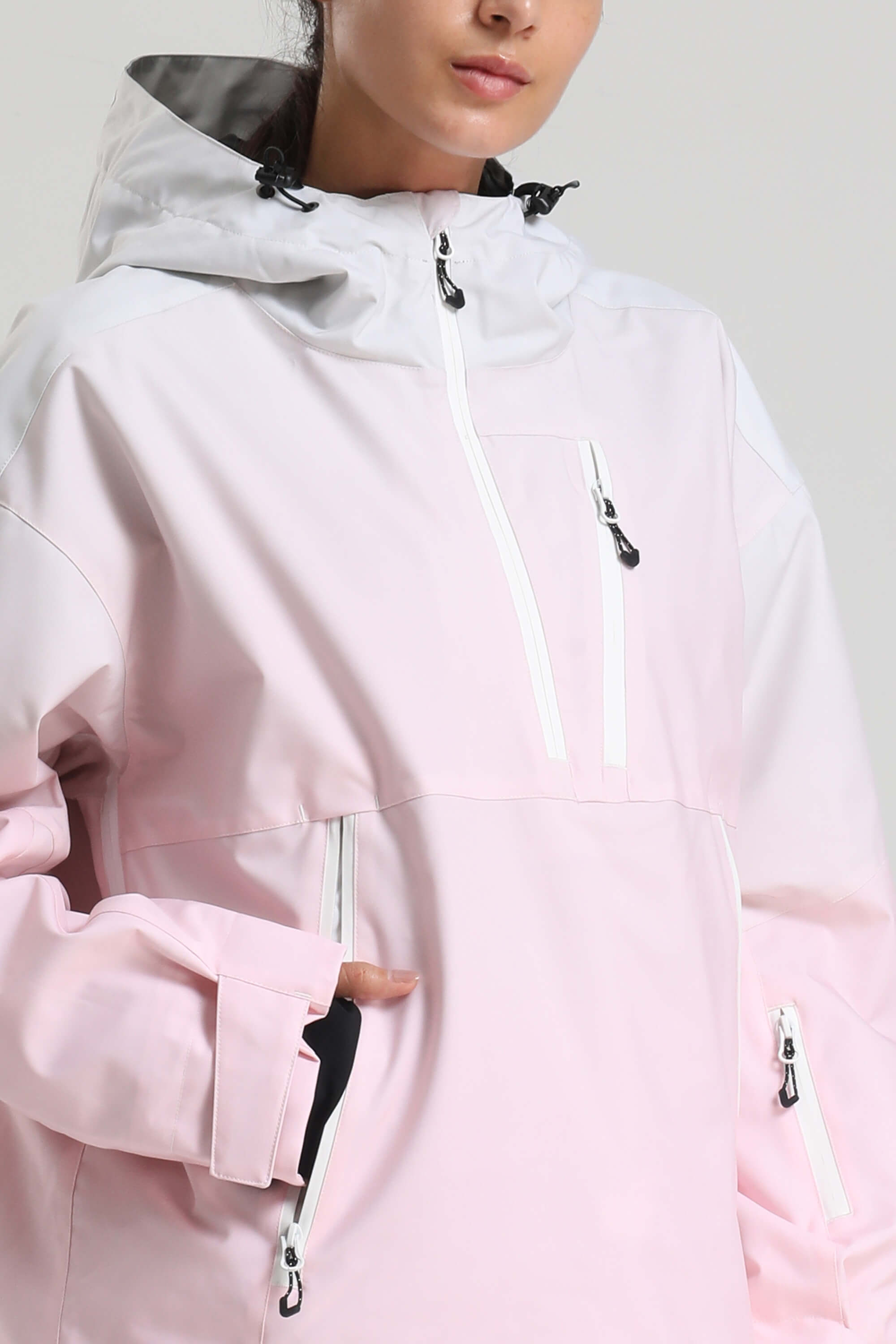 Dámský růžový gradientní sněhový anorak s bočním zipem, plně sealed a zateplený - Gsou Snow