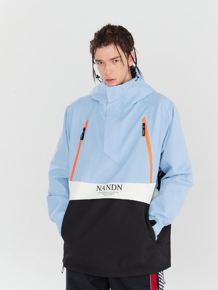 Herren-Snowboardjacke, isoliert, mit farblich abgesetzter Kapuze - NANDN