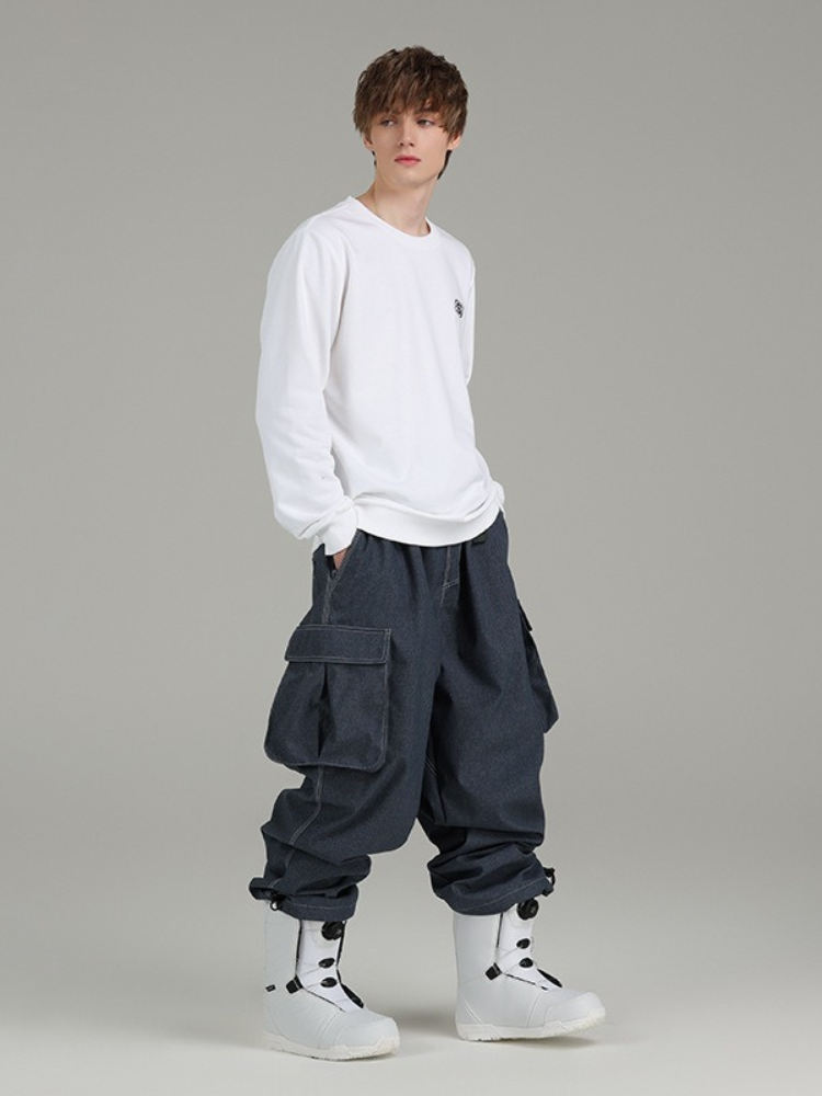 Herren-Schneehose aus Denim, Baggy-Cargohose - Searipe
