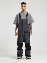 Męskie brązowe spodnie narciarskie typu bib z pełnym zamkiem z przodu i zapięciem na rzep - Gsou Snow