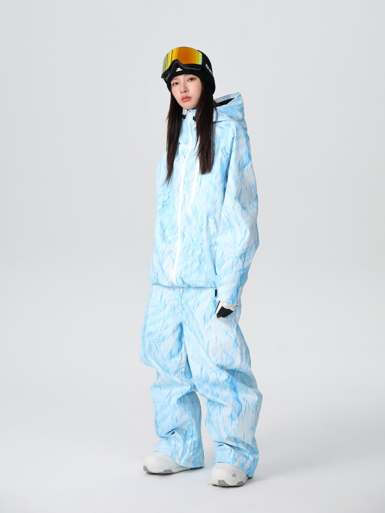 Women's Snow Jacket and Pants Sets Denim Drift Baggy Snow Suit - Searipe