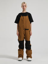 Women's White Full Front Zip Snow Bibs With Hook & Loop Closure Ski Bibs - Gsou Snow