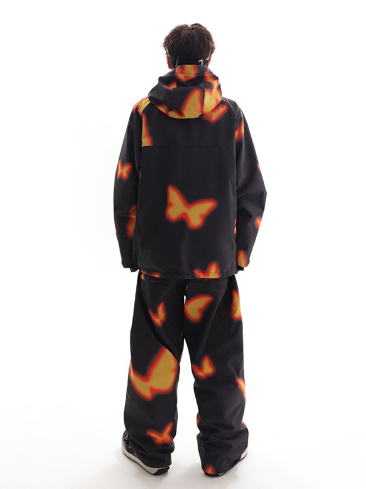 Unisex Snowboard Jacket Flame Butterfly Snow Jacket - Molocoster