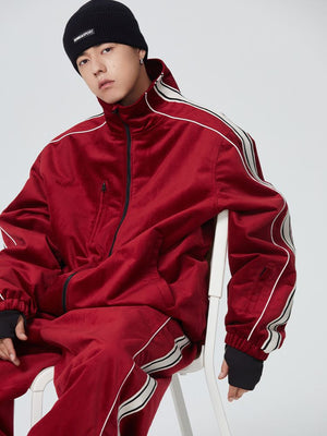 Men's Snowboard Suits Side Stripe Velvet Baggy Shell Snow Suit - Searipe