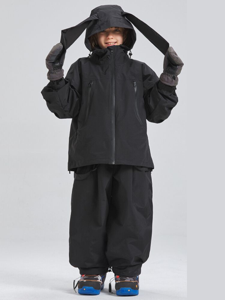 Kids Snowboard Jacket Detachable Rabbit Ears Hooded Snow Jacket - Doorek