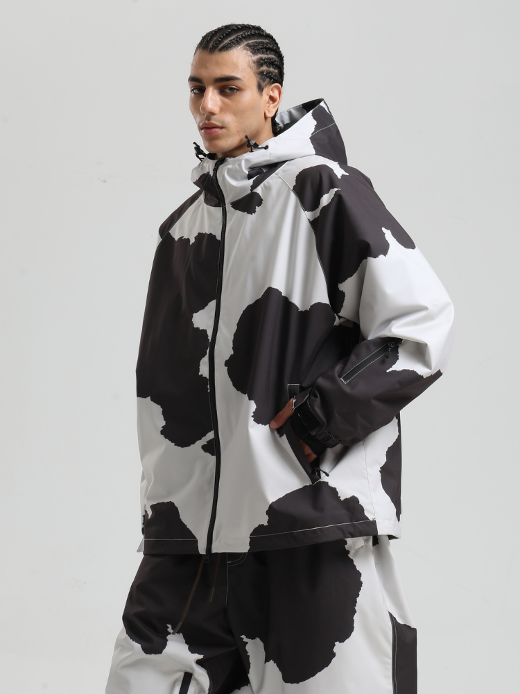 Men's Baggy Snowboard Jacket Bold Cow Print Snow Jacket – Gsou Snow