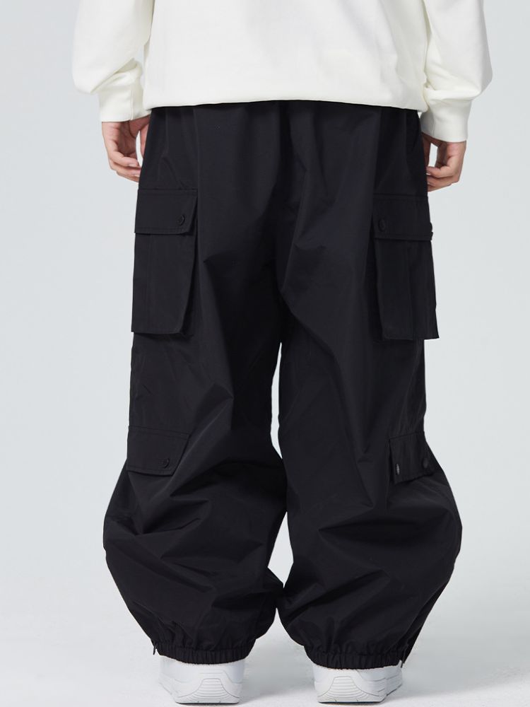 Women's Snow Pant 3L Monochrome Baggy Cargo Pants - Searipe
