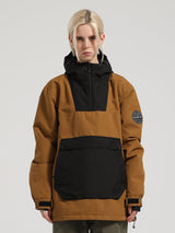 Dámský khaki a béžový patchworkový sněhový anorak s klokankou - Gsou Snow