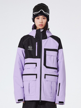 Volná snowboardová bunda s barevným blokováním pro ženy, cargo sněhová bunda - ARCTIC QUEEN