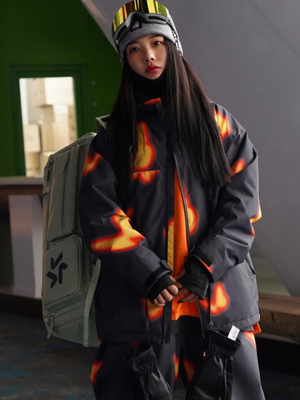 Unisex Snowboard Jacket Flame Butterfly Snow Jacket - Molocoster