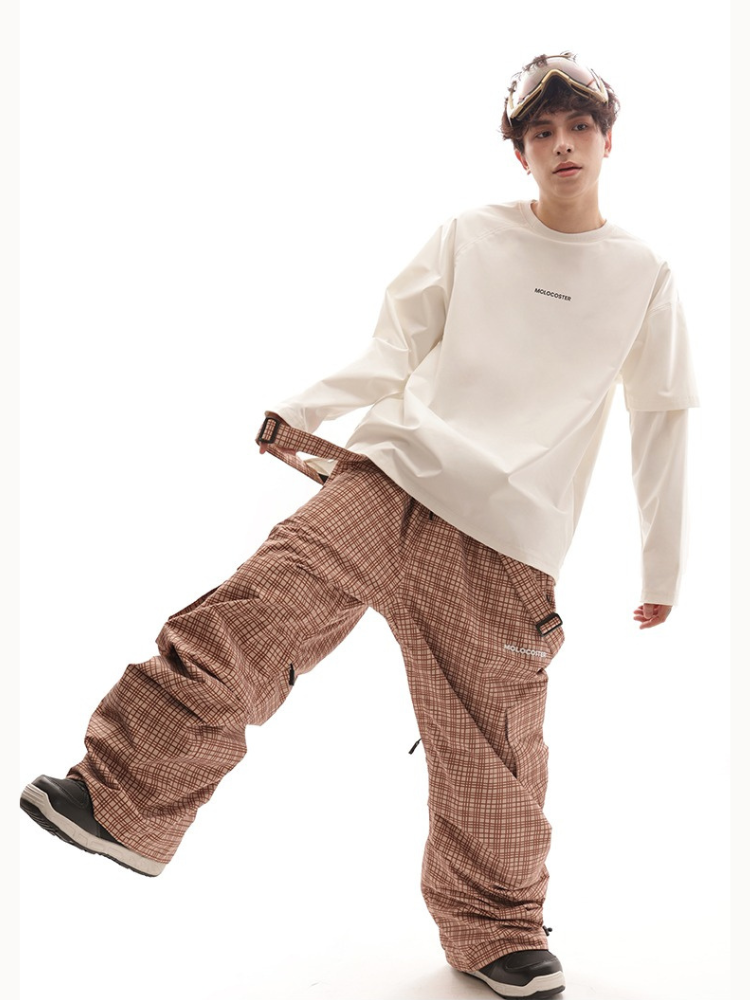 Unisex Snowboard Pant Checkered Snow Pants - Molocoster