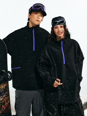 Men's Snowboard Jacket Half-Zip Fleece Snow Pullover - LITAN