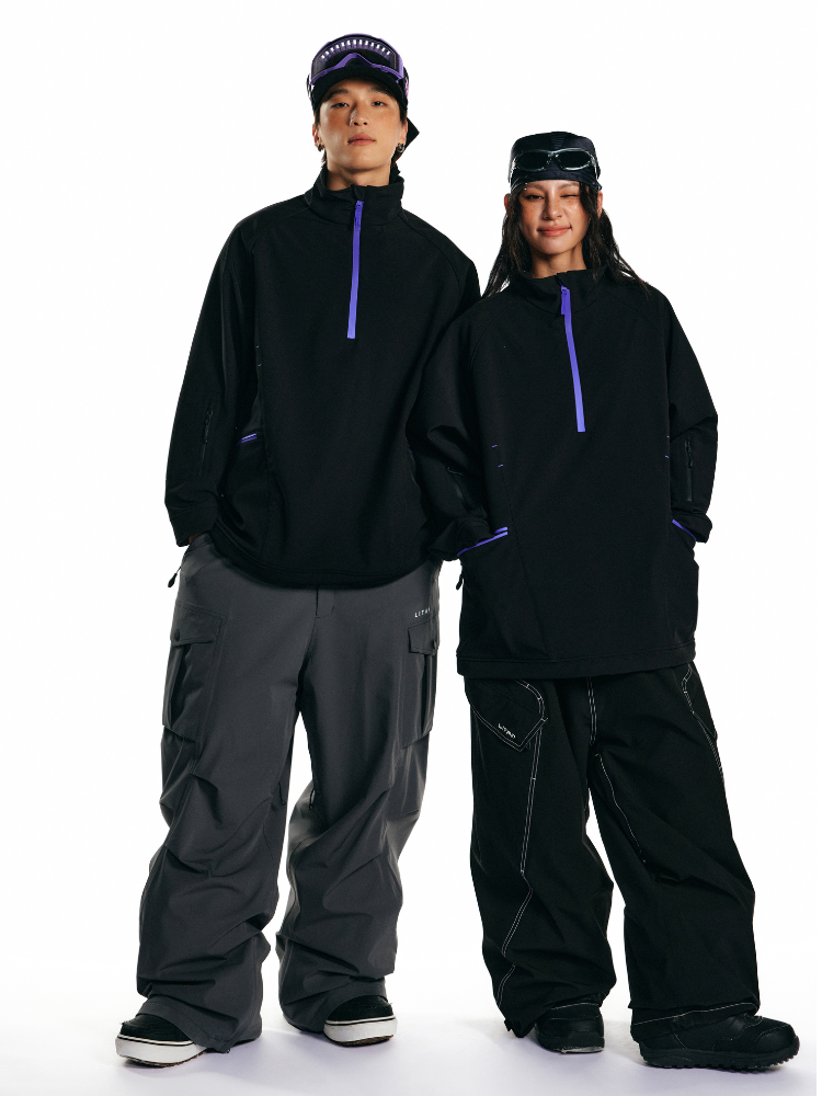 Women's Snow Hoodie Half-Zip Fleece Snow Pullover - LITAN