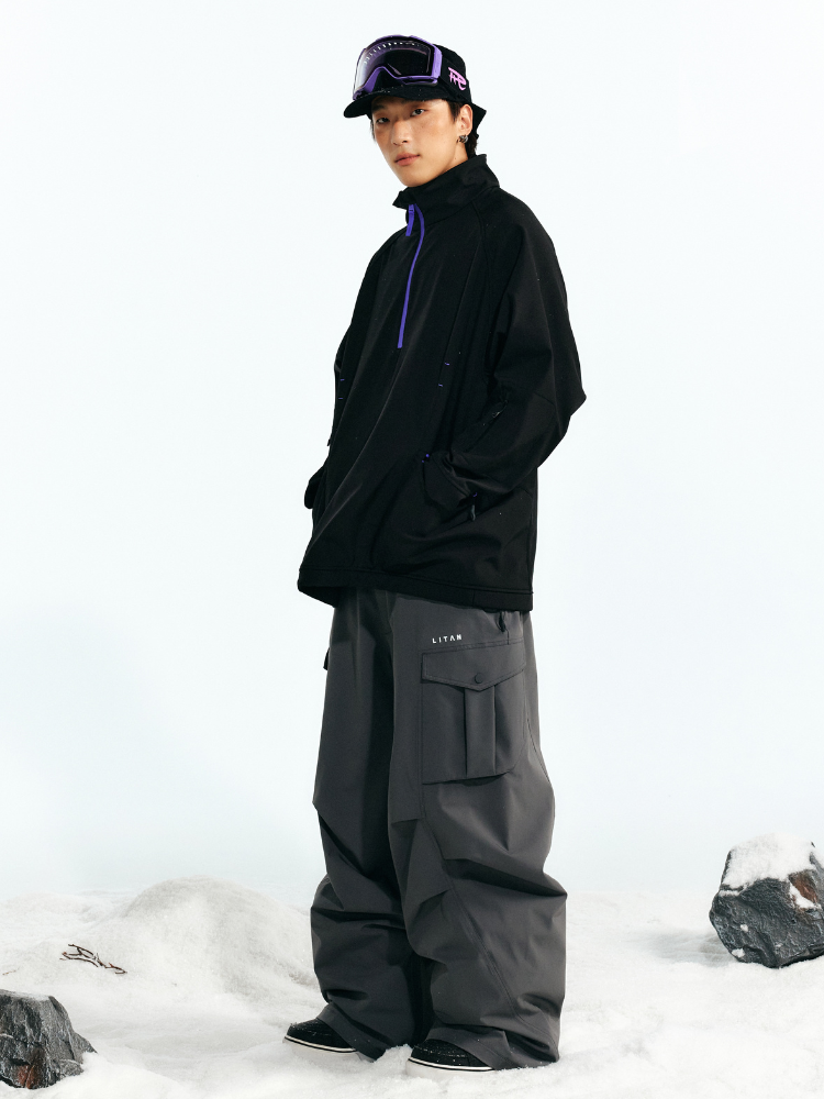 Women's Snow Hoodie Half-Zip Fleece Snow Pullover - LITAN