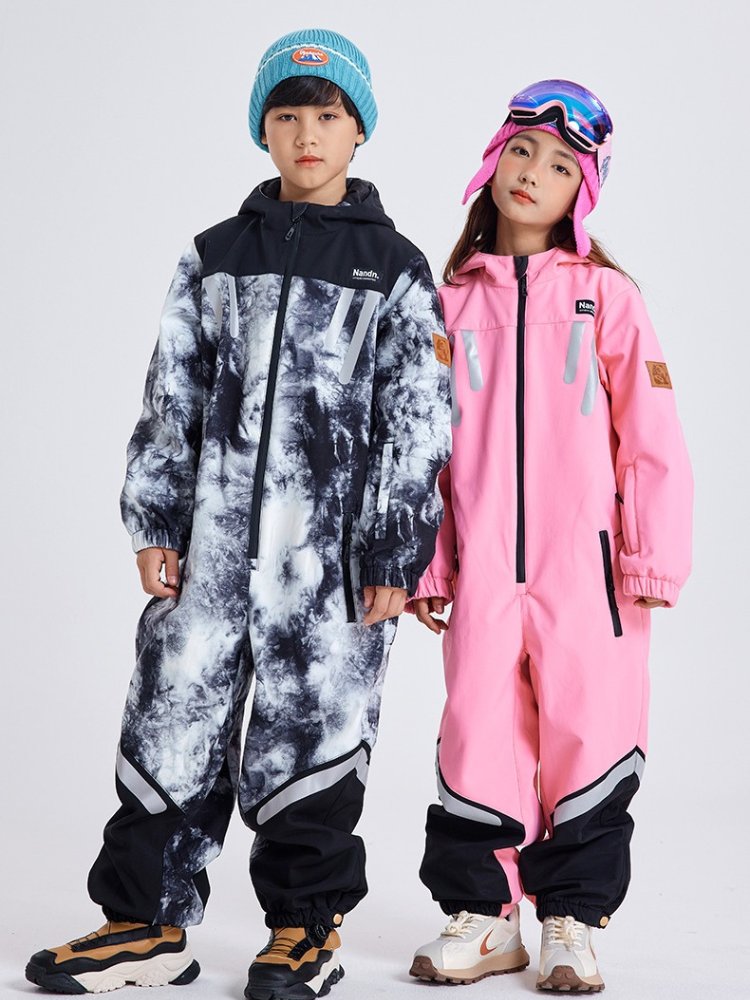 Kid's Snow Jacket and Pants Sets Reflective Liners One Piece Ski Suits-NANDN
