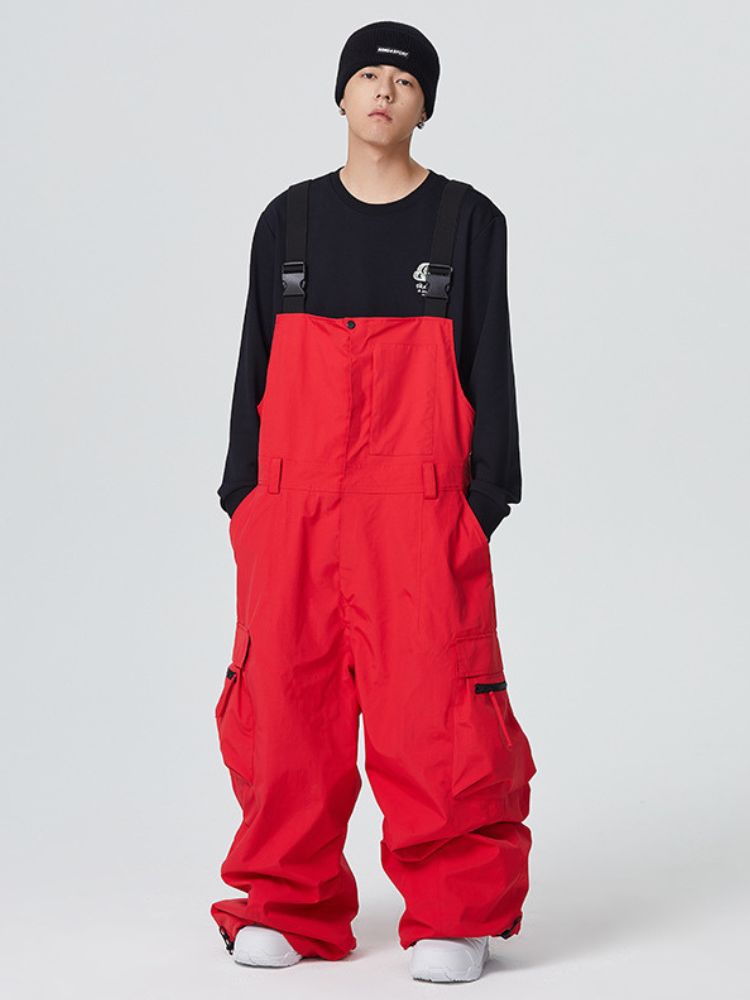 Men's Snowboard Suits 3L Side Release Buckle Belt Baggy Snow Bibs - Searipe