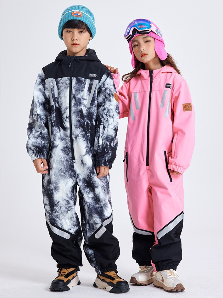 Kid's Snow Jacket and Pants Sets Reflective Liners One Piece Ski Suits-NANDN