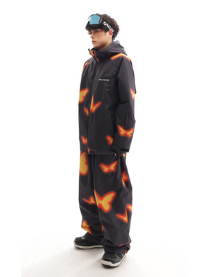Unisex Snowboard Jacket Flame Butterfly Snow Jacket - Molocoster