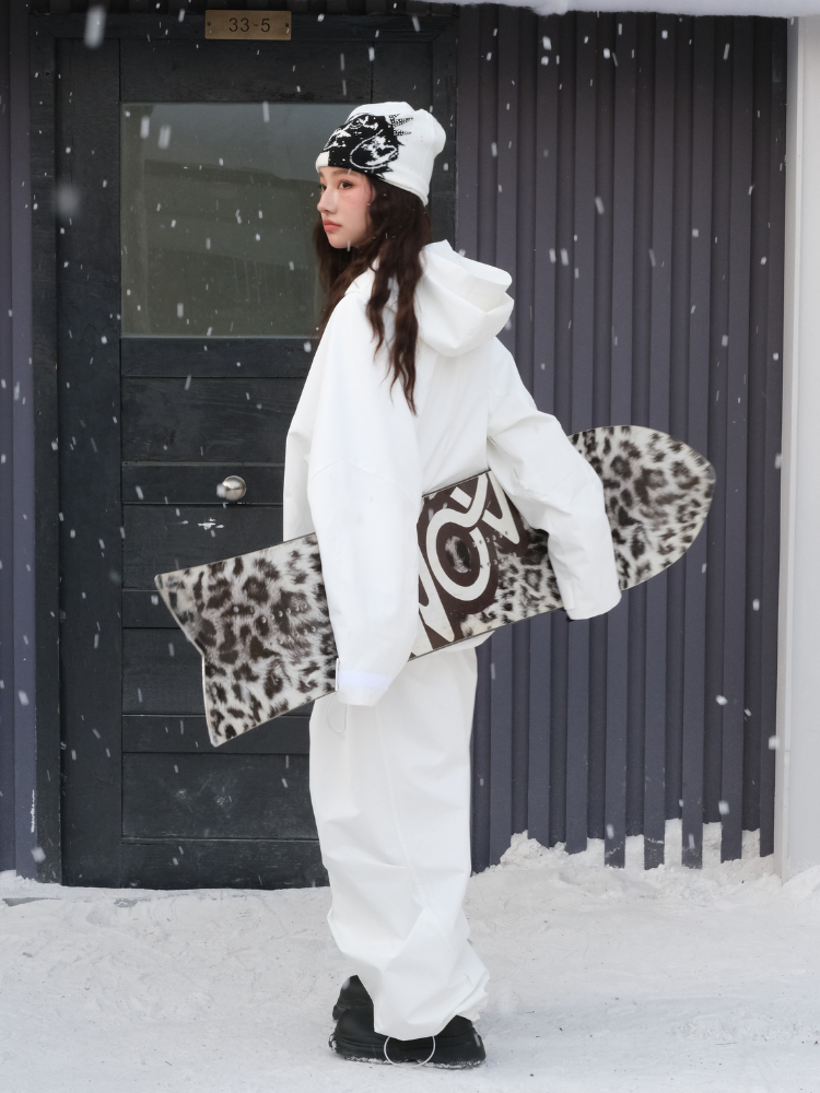 Unisex Snowboard Jacket All-white 3L Snow Jacket - Hellystudio