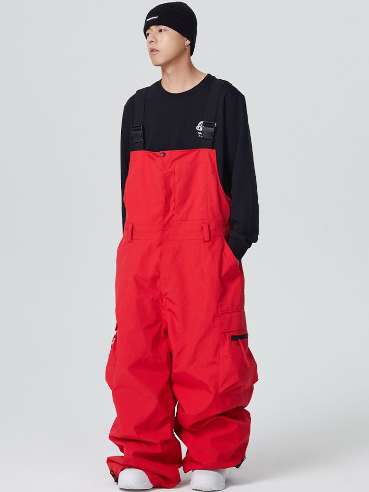 Men's Snowboard Suits 3L Side Release Buckle Belt Baggy Snow Bibs - Searipe