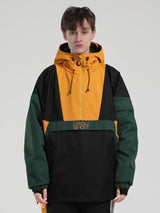 Weiß-schwarze, wasserdichte Snowboard-Anoraks mit Kängurutasche für Herren – Gsou Snow 