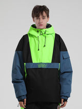Schwarz-weiße, wasserdichte Snowboard-Anoraks mit Kängurutasche für Herren – Gsou Snow 