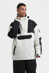 Pánský sněhový anorak černý camo s barevným blokem - zateplený - Gsou Snow