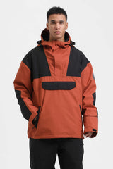 Pánský sněhový anorak černý camo s barevným blokem - zateplený - Gsou Snow